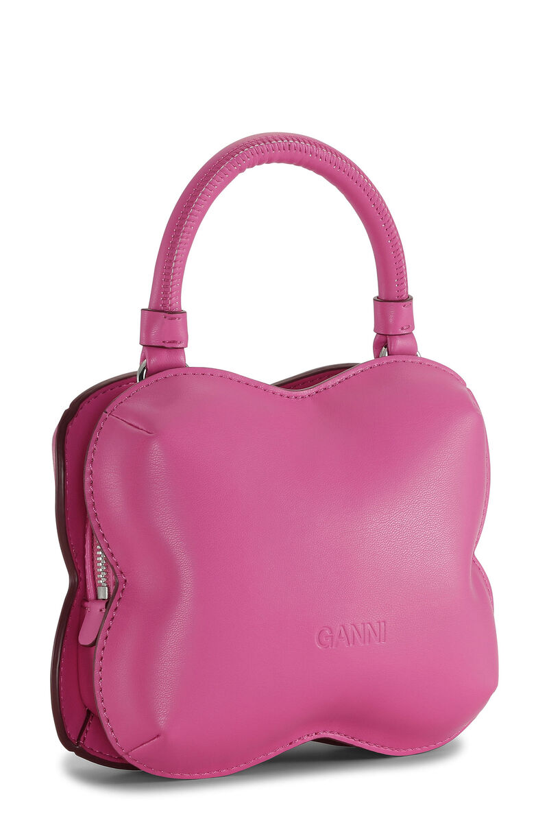 Small Pink Butterfly Crossbody Bag, Polyester, in colour Shocking Pink - 2 - GANNI