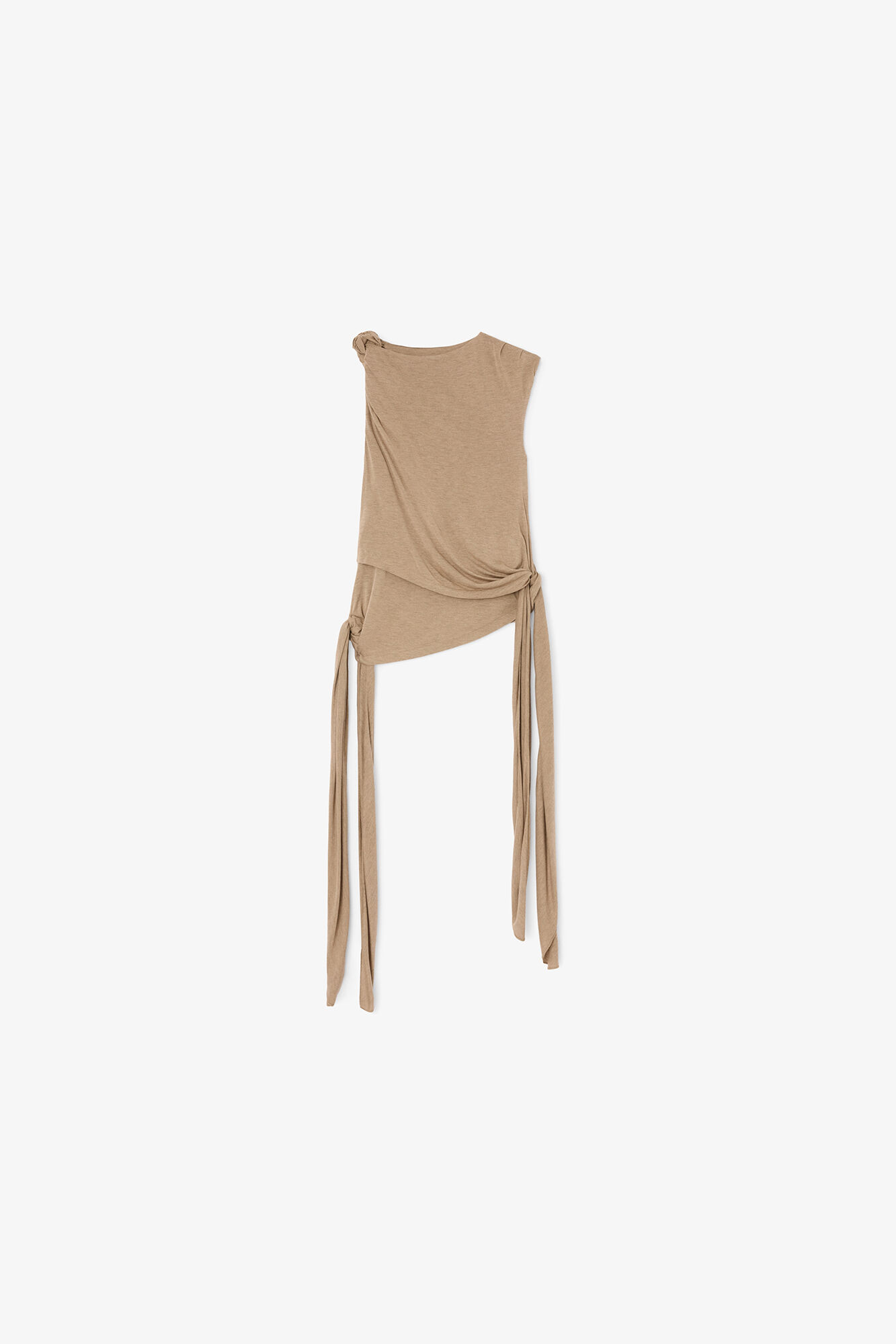 Top in Beige Jersey, Viscose, in colour Coca Mocha - 1 - GANNI