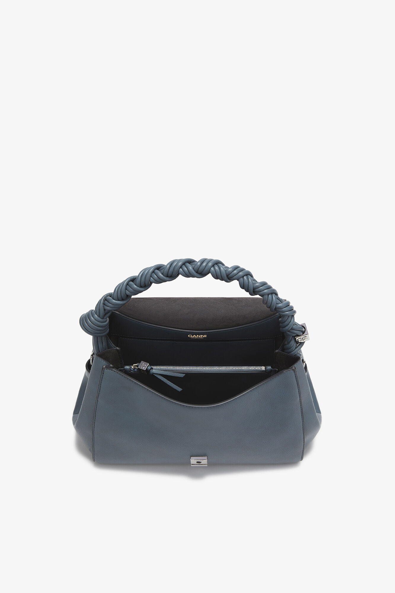Very Bou Bag Grained in Grey, Polyurethane, in colour Quiet Shade - 3 - GANNI