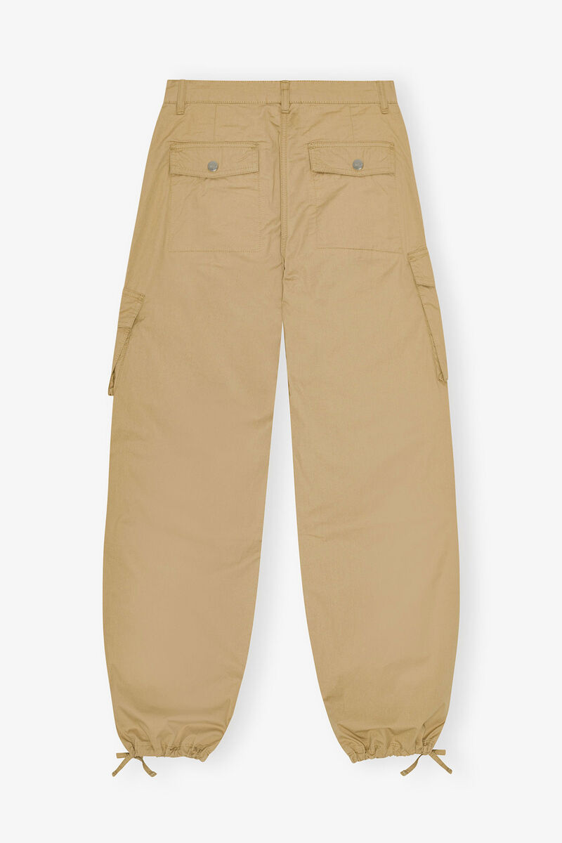 Camel Washed Twill Trousers, Organic Cotton, in colour Cartouche - 2 - GANNI