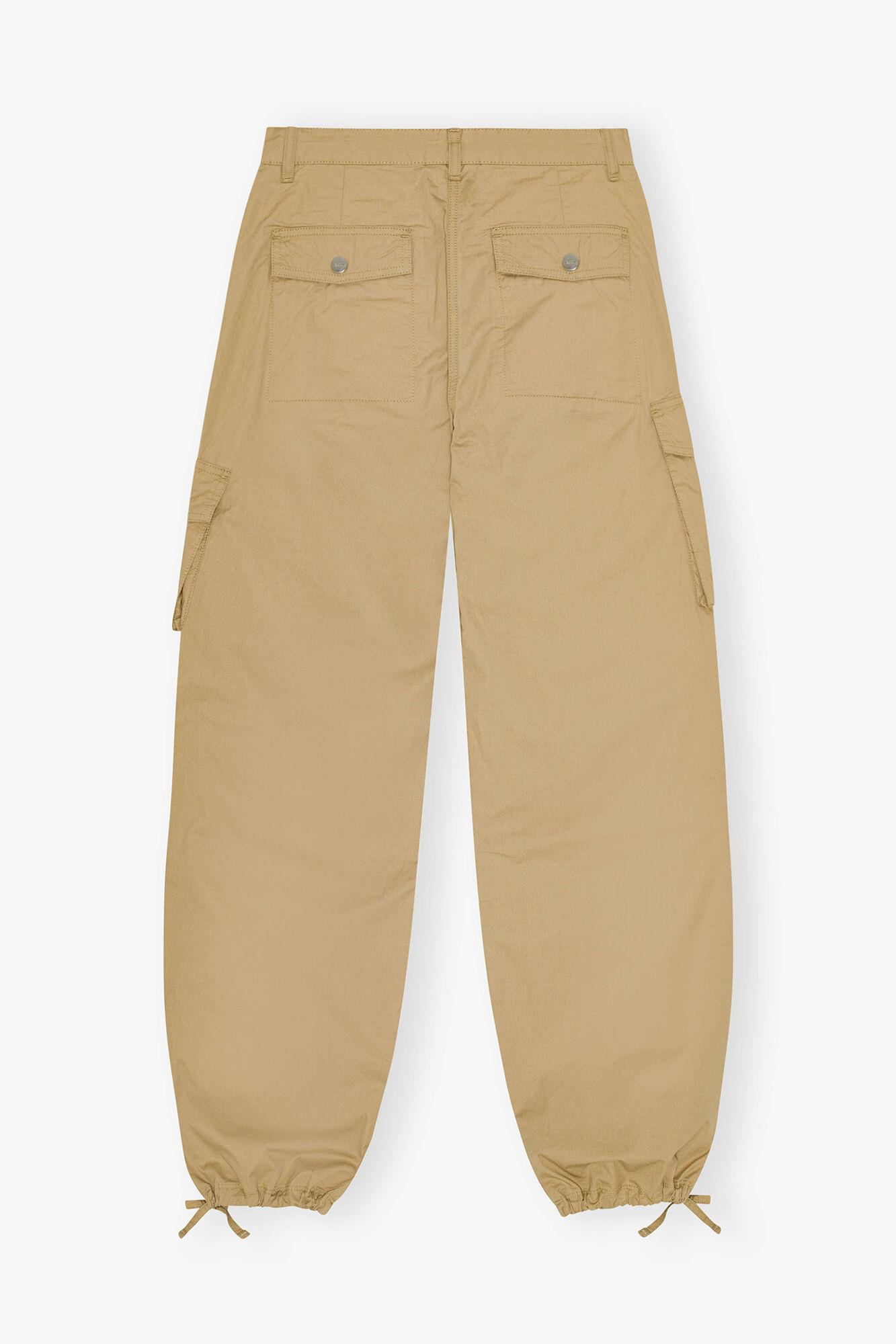 Camel Washed Twill Trousers, Organic Cotton, in colour Cartouche - 2 - GANNI
