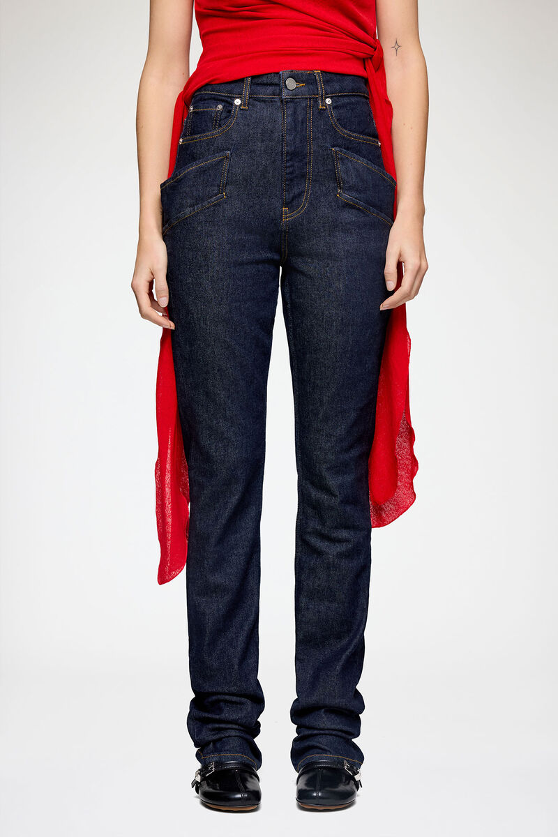 Slim Skinny Jeans in Stretch Denim, Organic Cotton, in colour Rinse - 2 - GANNI