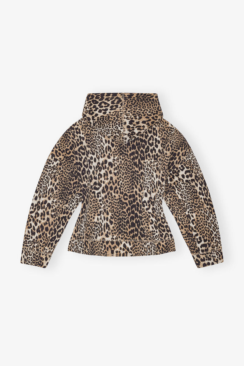 Leopardmönstrad Fleece Hoodie, Cotton, in colour Leopard - 2 - GANNI