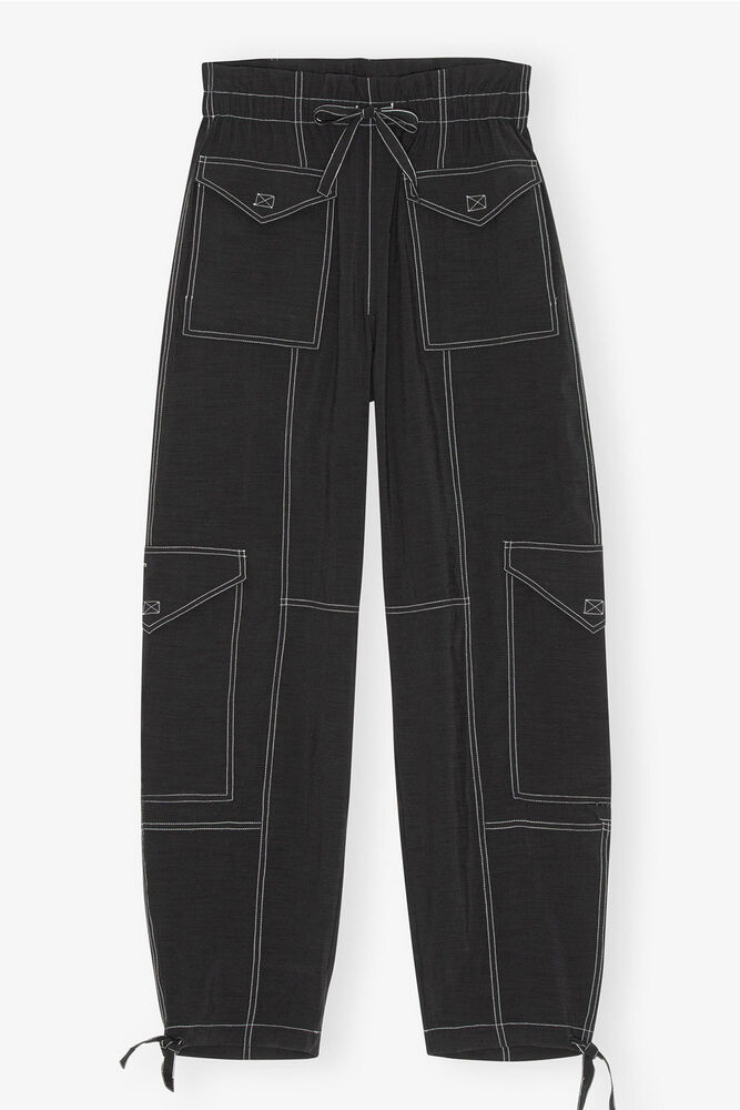 Light Slub Pocket Pants, Black