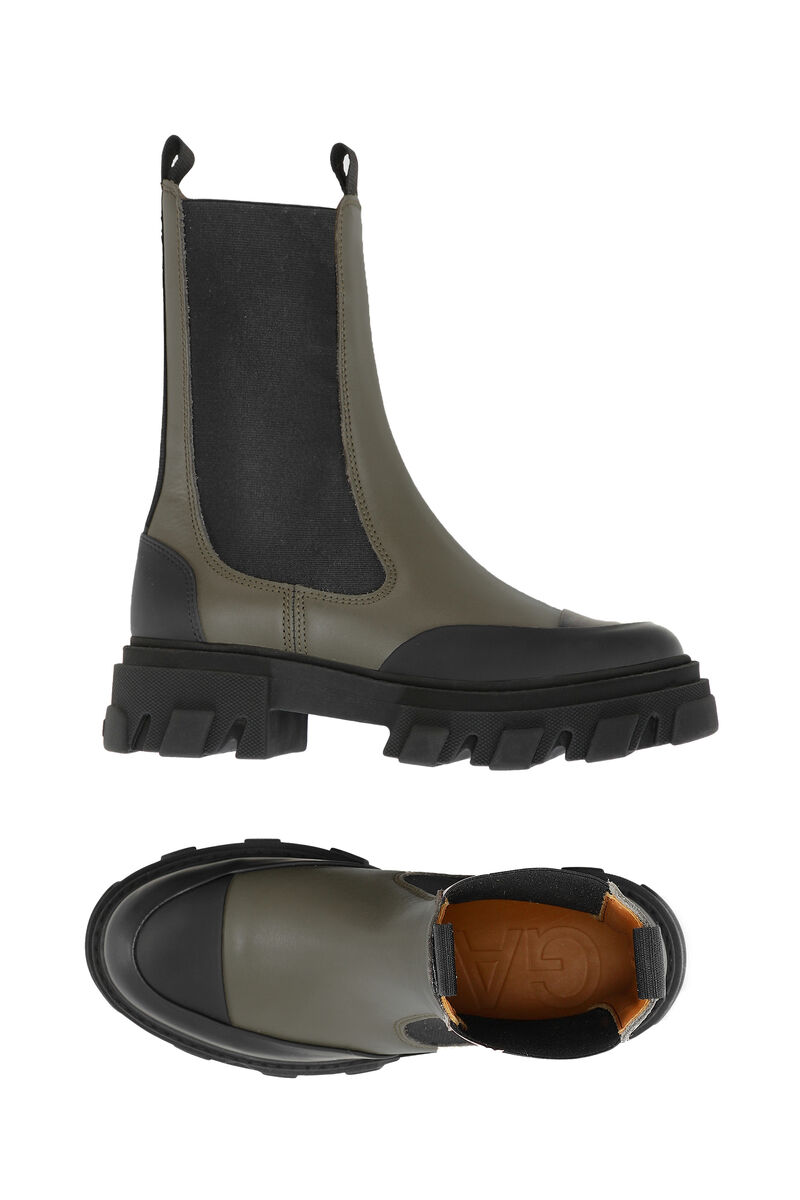 Mid Chelsea Boots, Calf Leather, in colour Kalamata - 2 - GANNI