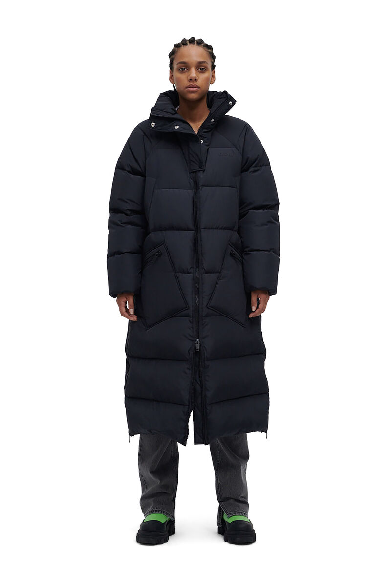 Tech Puffer Oversized Puffer Coat, Recycled Polyester, in colour Phantom - 1 - GANNI