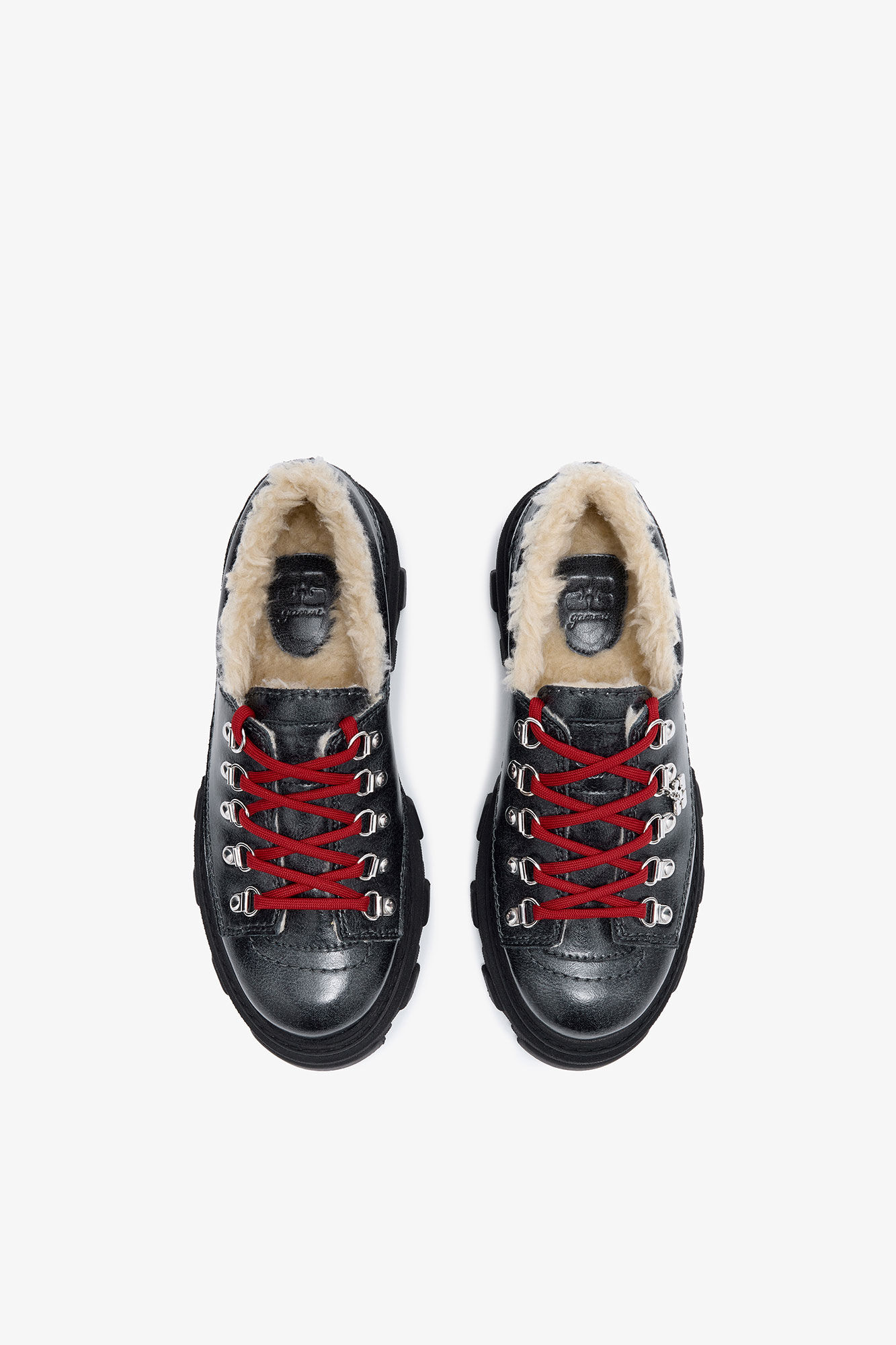 Cleated Derbies in Grey, Lyocell, in colour Ebony - 3 - GANNI