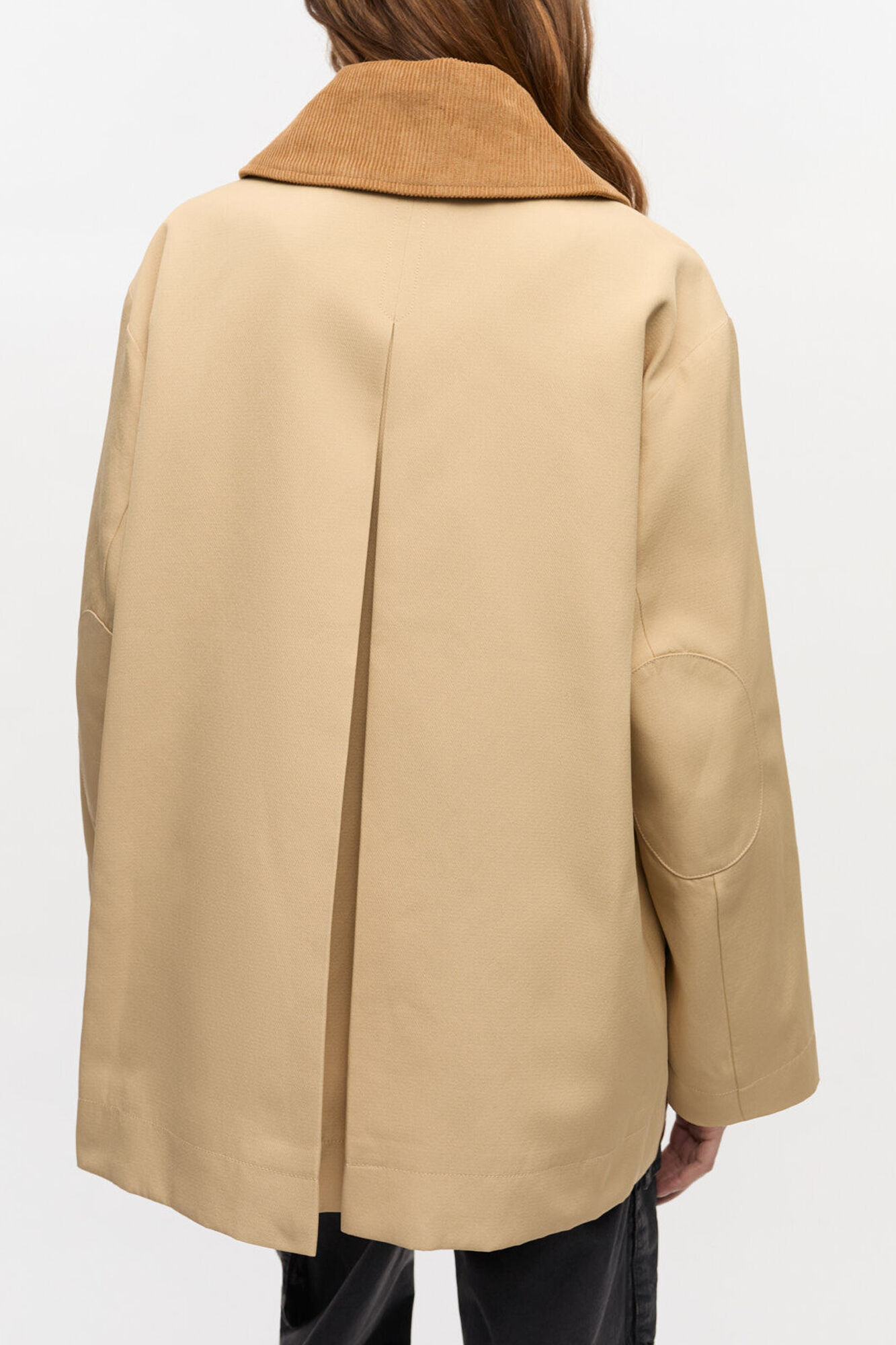 Camel Twill Midi Jacket, Recycled Polyester, in colour Pale Khaki - 4 - GANNI