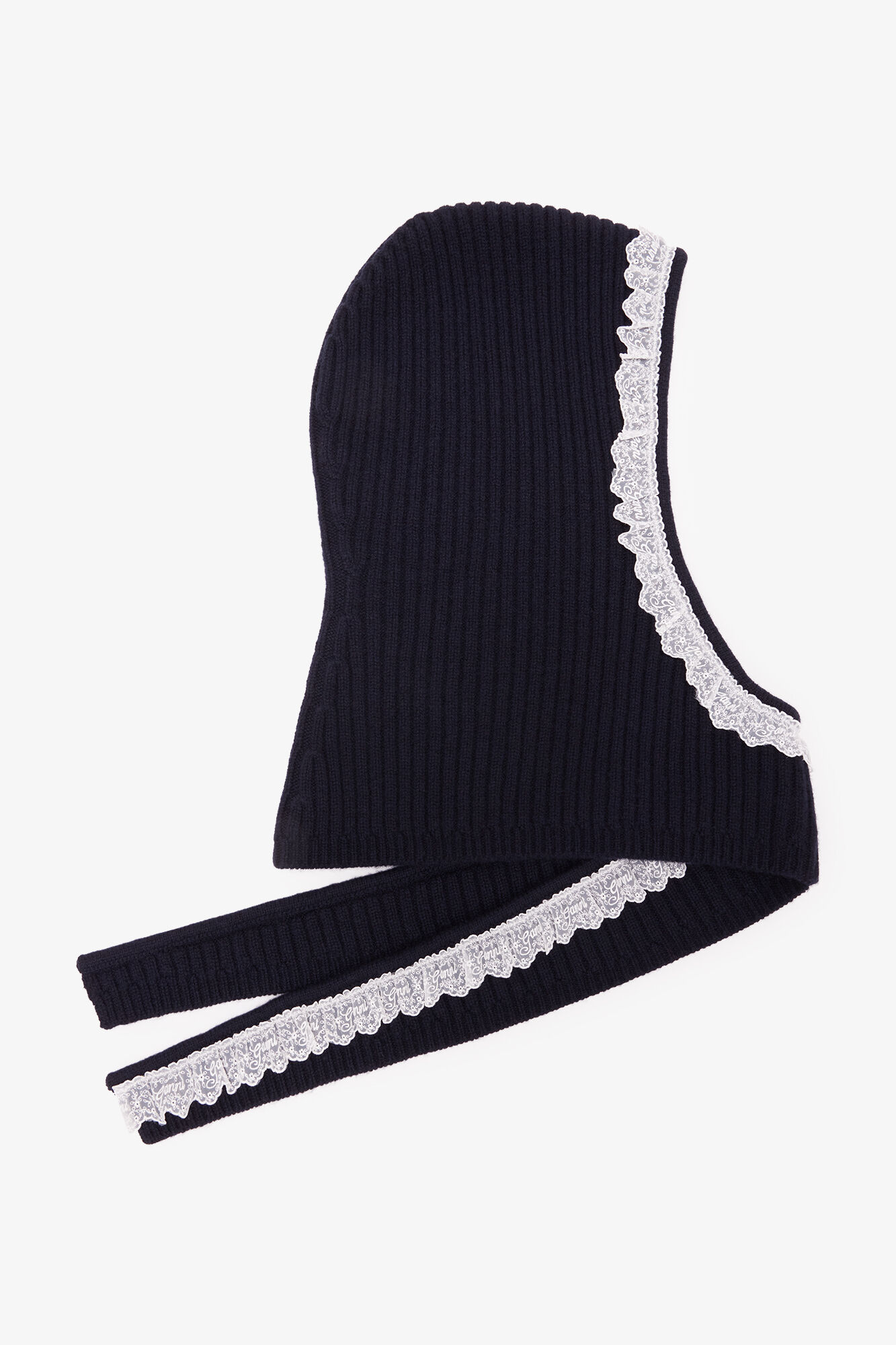 Ganni , Accessories, Female, Black, One Size, Compact Wool Lace Balaclava - Image 2