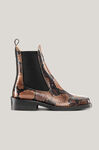 Embossed-Snakeskin Chelsea Boots, Leather, in colour Cognac - 1 - GANNI