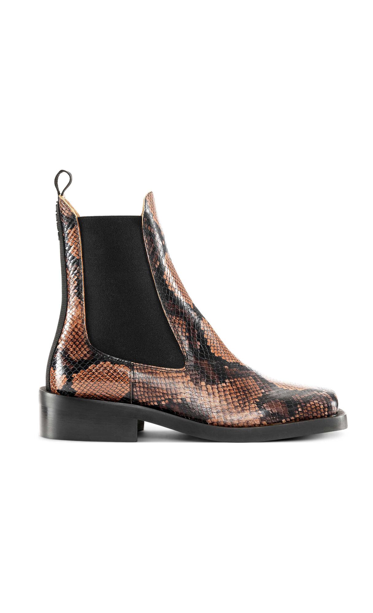 Cognac Embossed Snakeskin Chelsea Boots Ganni Fi