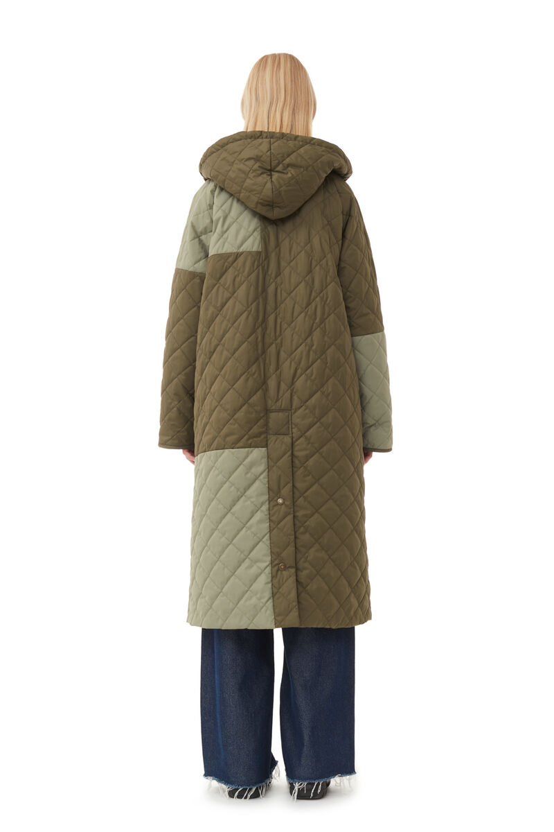 GANNI x Barbour Burghley Quilted Jakke, Recycled Polyester, in colour Kalamata - 4 - GANNI