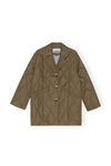 Ripstop Quilt Blazer, Recycled Polyester, in colour Teak - 1 - GANNI