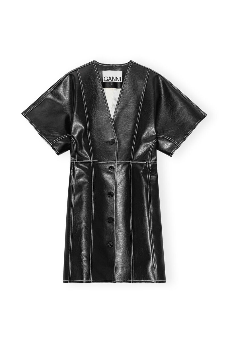 Black Future Oleatex Fitted Shaped Sleeve Mini-kjole, Cotton, in colour Black - 1 - GANNI