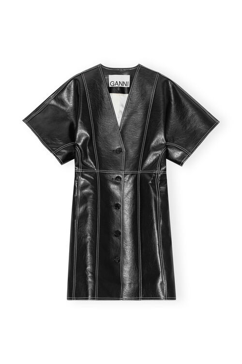 Black Future Oleatex Fitted Shaped Sleeve Mini Dress, in colour Black - 1 - GANNI