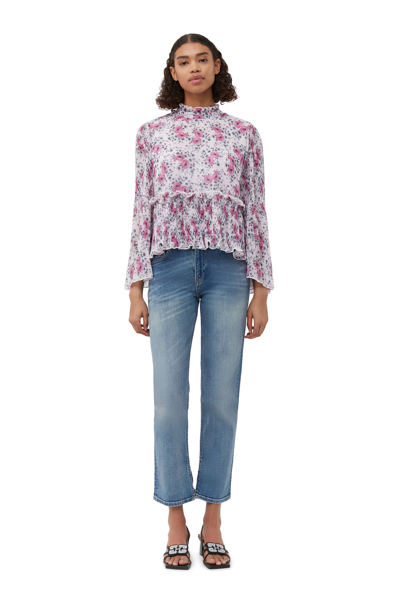Mauve Chalk Pleated Georgette Blouse | GANNI NL