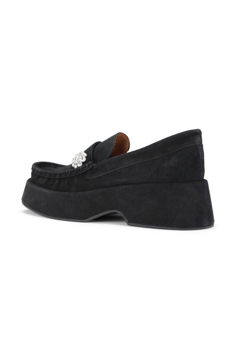 Retro Jewel Loafers, Leather, in colour Black - 2 - GANNI