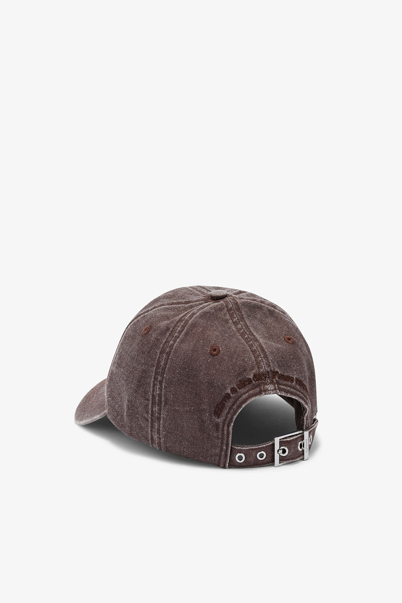 Washed Canvas Cap, Organic Cotton, in colour Chocolate Plum - 2 - GANNI