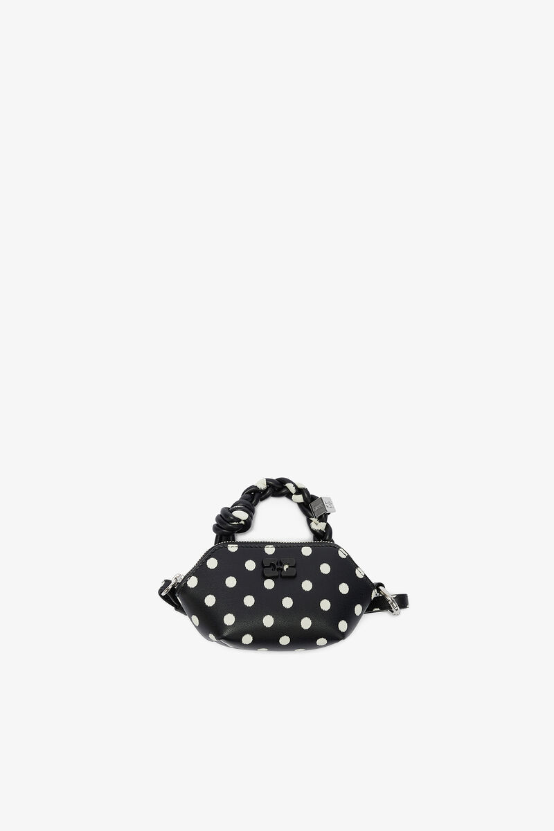 Nano-Bou-Tasche mit Polka-Dots, Recycled Leather, in colour Black - 1 - GANNI