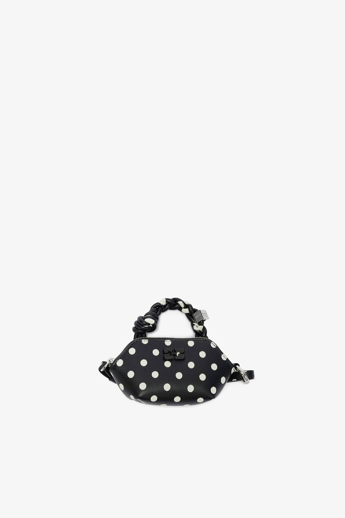 Nano-Bou-Tasche mit Polka-Dots, Recycled Leather, in colour Black - 1 - GANNI