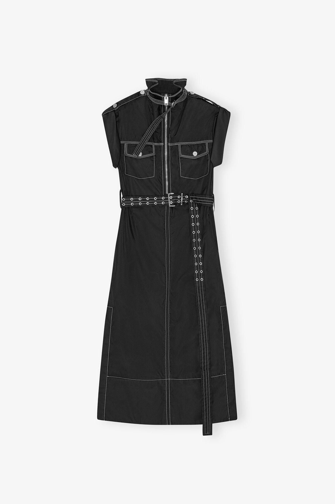 Robe en nylon noire, Recycled Polyamide, in colour Black - 1 - GANNI