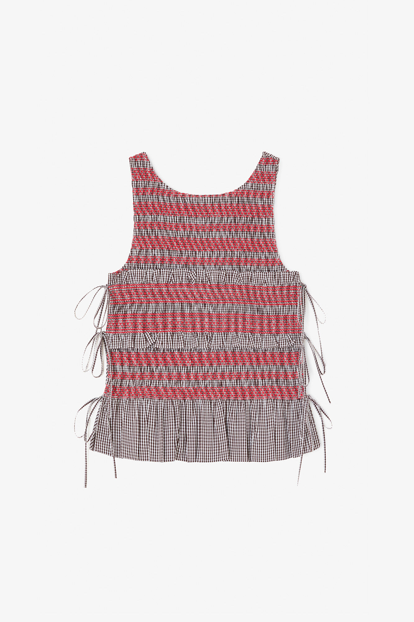 Top in Check Cotton, Organic Cotton, in colour Chicory Coffee - 1 - GANNI