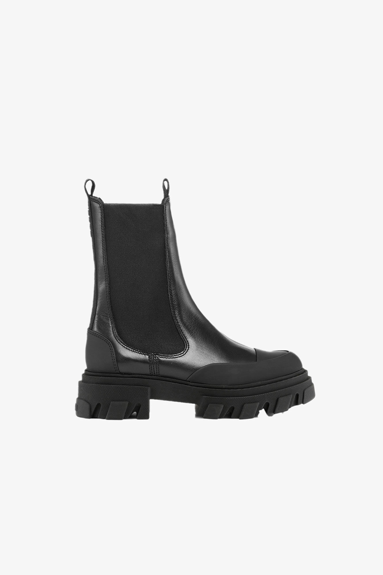 Mid Chelsea Boots, Recycled Leather, in colour Black - 1 - GANNI