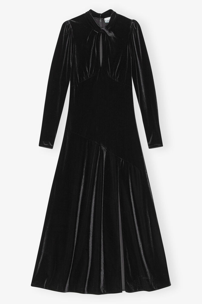 Black Velvet Long Dress, Black