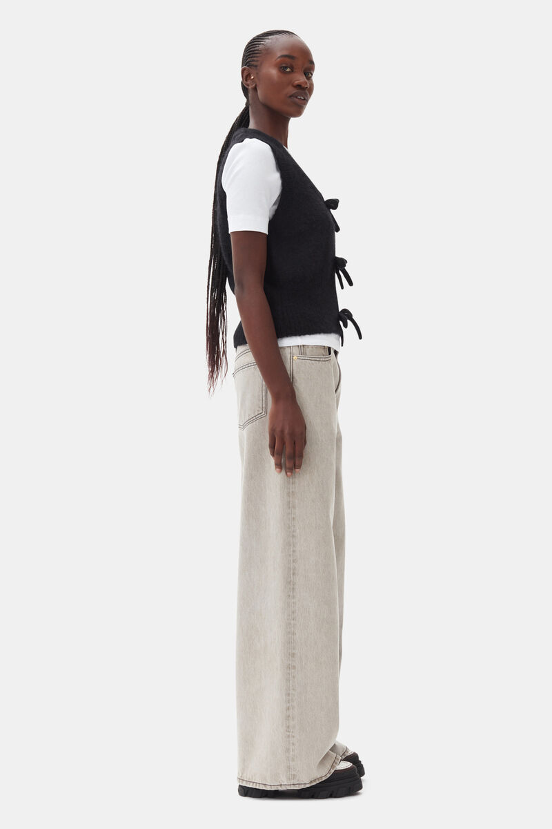 Black Tie String Vest, Mohair, in colour Black - 3 - GANNI