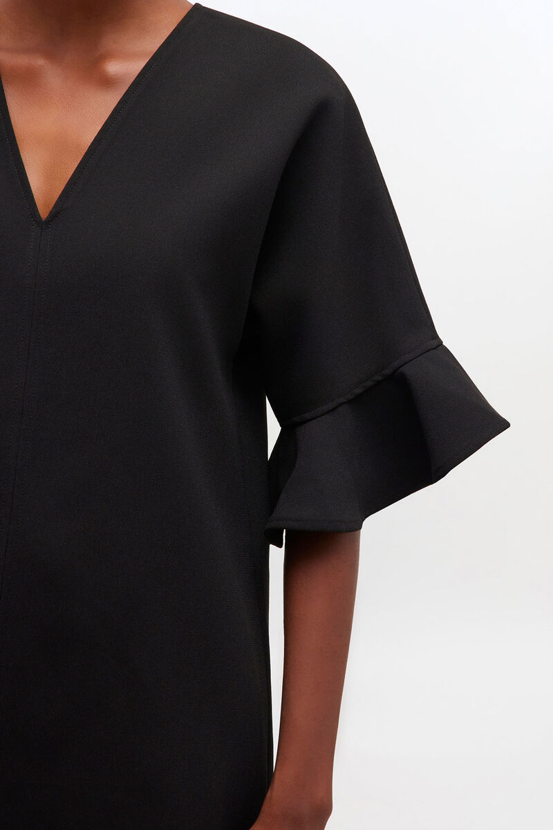 Schwarzes Mini-R&uuml;schenkleid, Recycled Polyester, in colour Black - 3 - GANNI