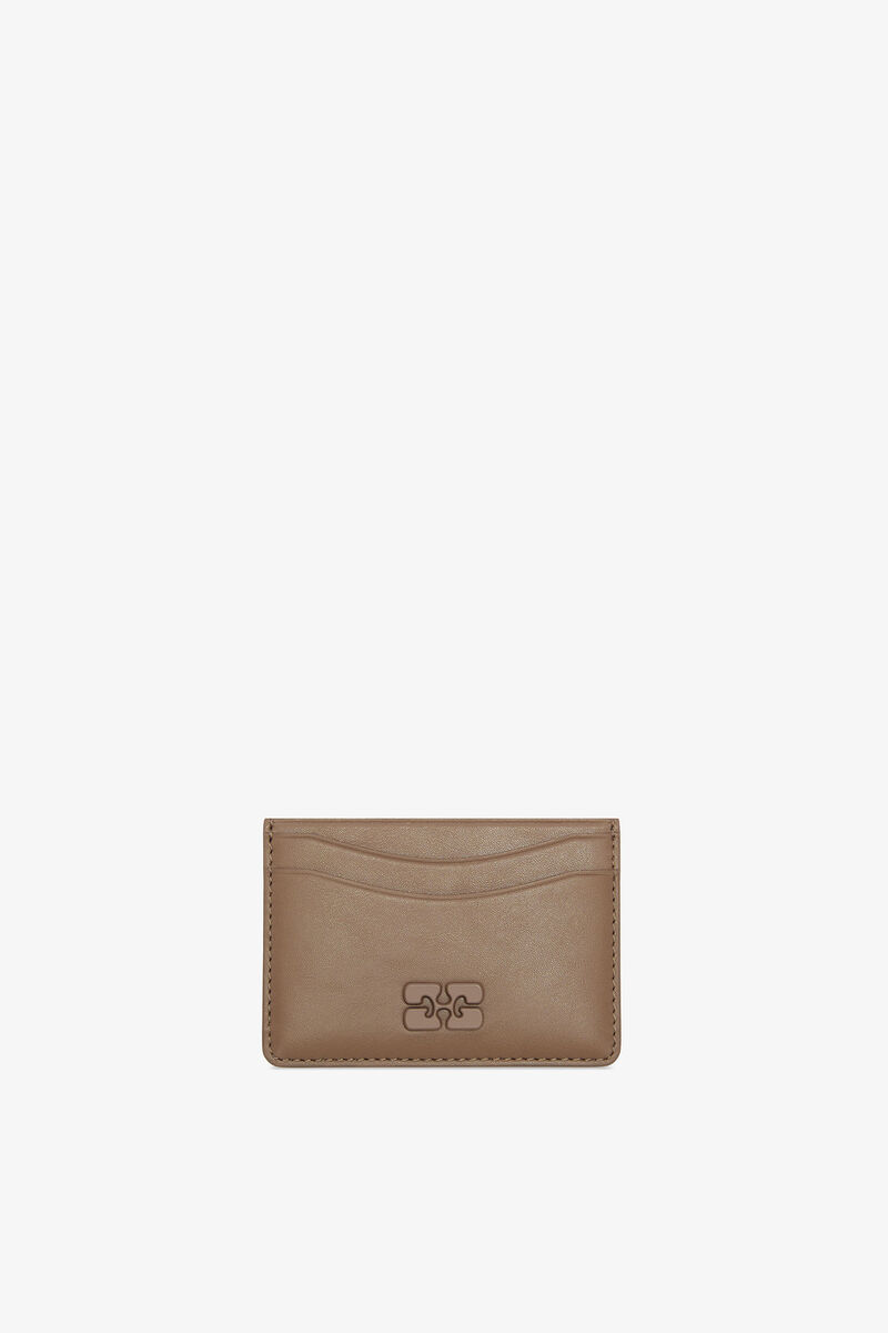 Bou Card Holder in Brown, Recycled Leather, in colour Coca Mocha - 1 - GANNI