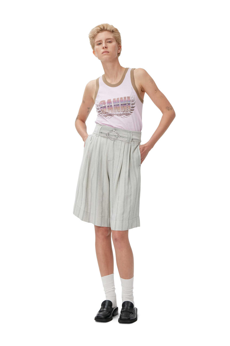 Long Shorts, LENZING™ ECOVERO™, in colour Phantom Stripe - 4 - GANNI