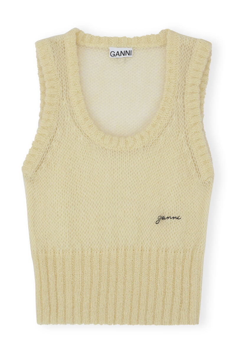 Wool Vest, Merino Wool, in colour Flan - 1 - GANNI