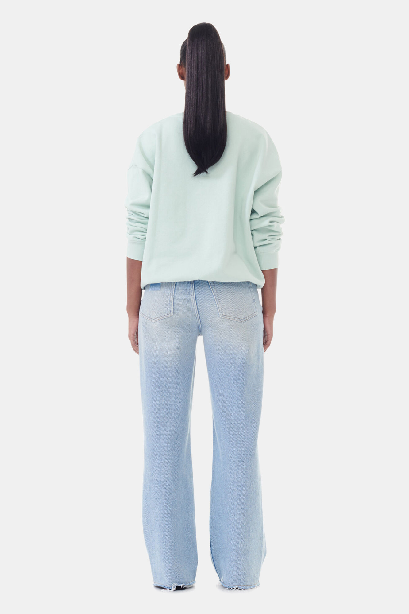 Mint Green Isoli Oversized Sweatshirt, Cotton, in colour Aqua Foam - 4 - GANNI