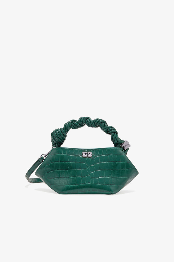 Green Croco Patent Mini GANNI Bou Bag, Pineneedle