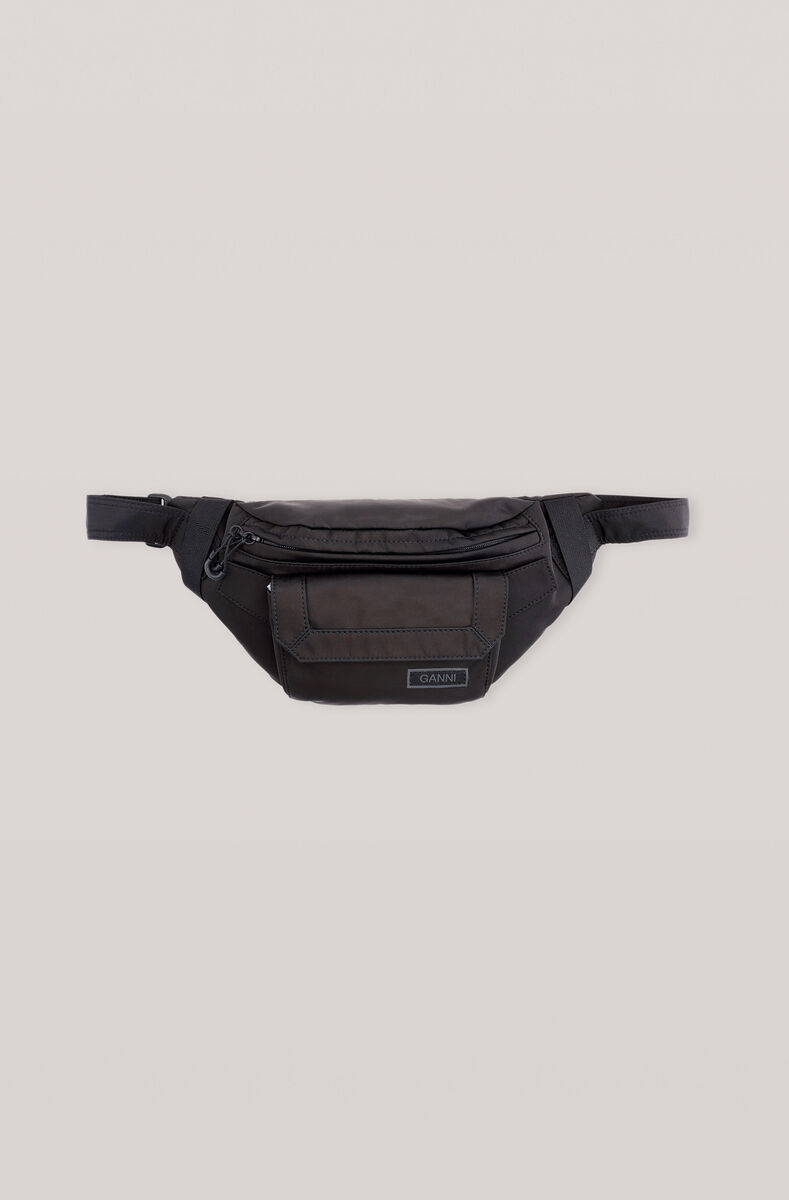 Recycled Tech Bumbag, Tech, in colour Black - 1 - GANNI