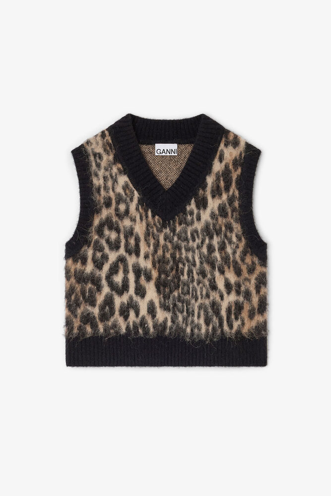 Leopard V-neck Vest, Leopard