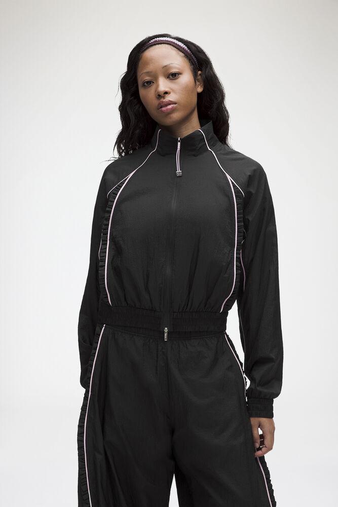 Quick buy Ruffle-Trim Textured Jacket Select color: Black Select color: Coconut Ivory