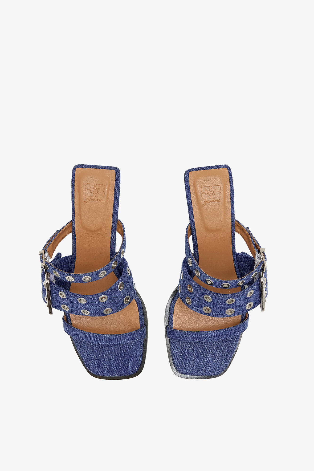 Mid Blue Vintage バックルストラップミュール（デニム） | GANNI (Global)
