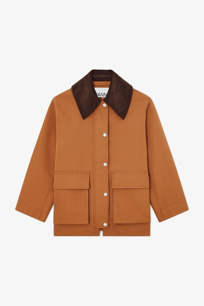 Jacket in Brown Twill, Cinnamon Swirl