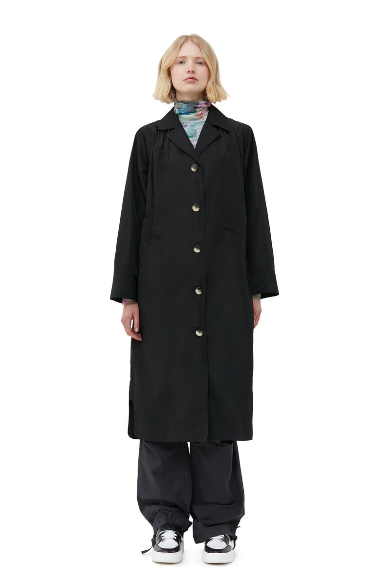 Summer Tech Coat, Recycled Polyester, in colour Black - 1 - GANNI