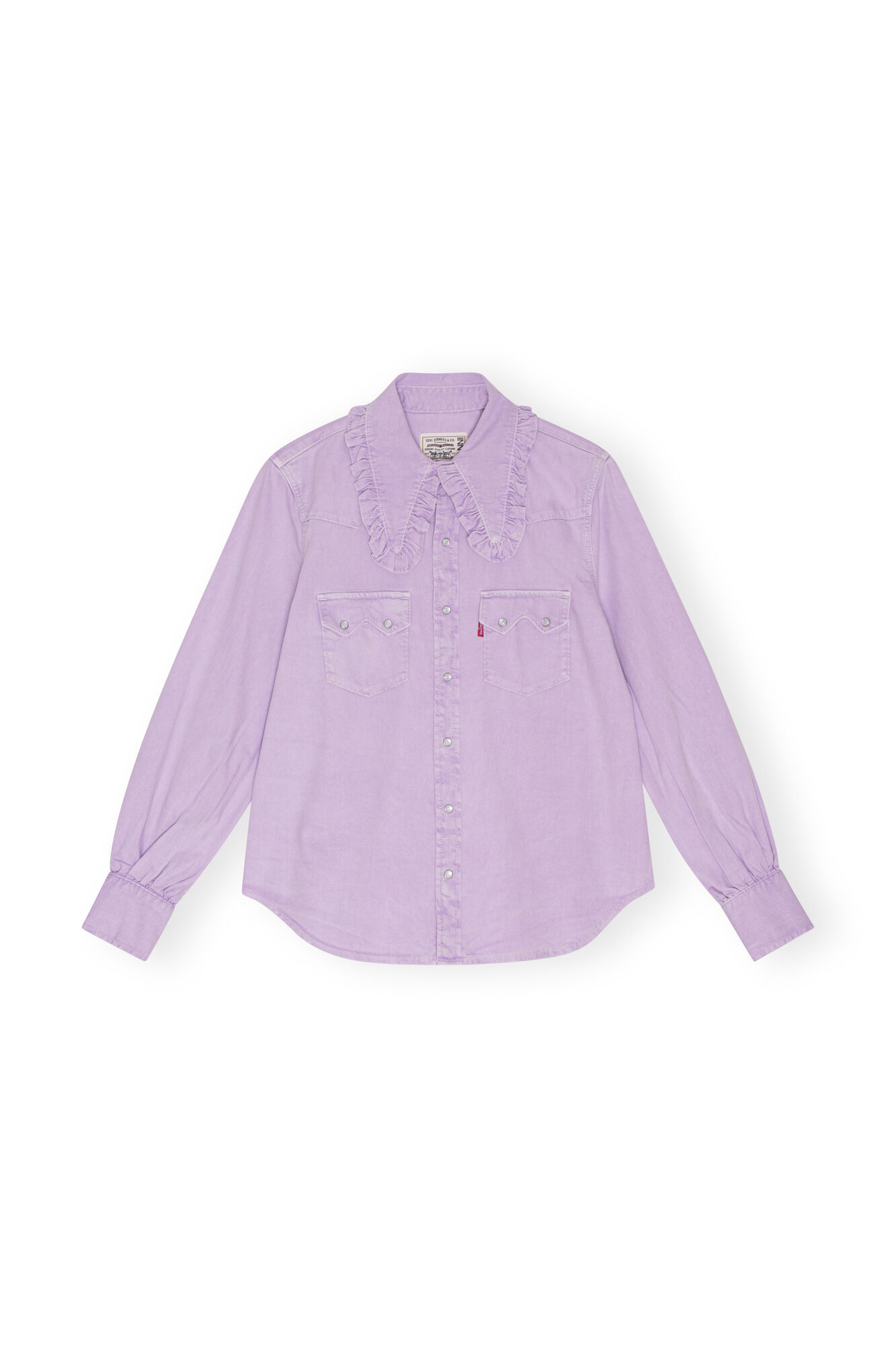 Western Blouse, Cotton, in colour Natural Lilac - 1 - GANNI
