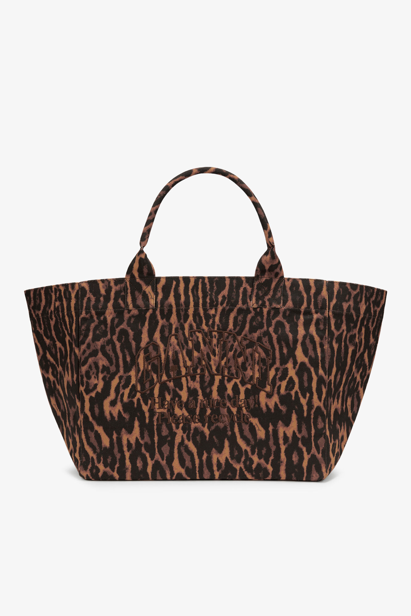 Tote XXL in Gradient Red Leopard, Recycled Cotton, in colour Autumn Maple - 1 - GANNI