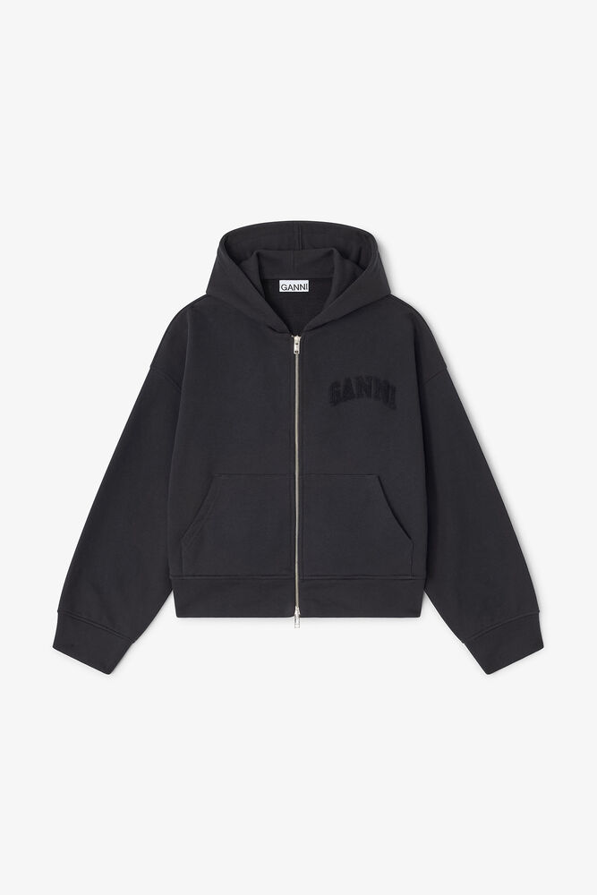 Black Two-way Zip Hoodie, Black/Black