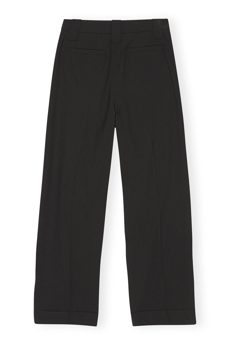Black Drapey Melange Pleat Trousers, Elastane, in colour Black - 2 - GANNI
