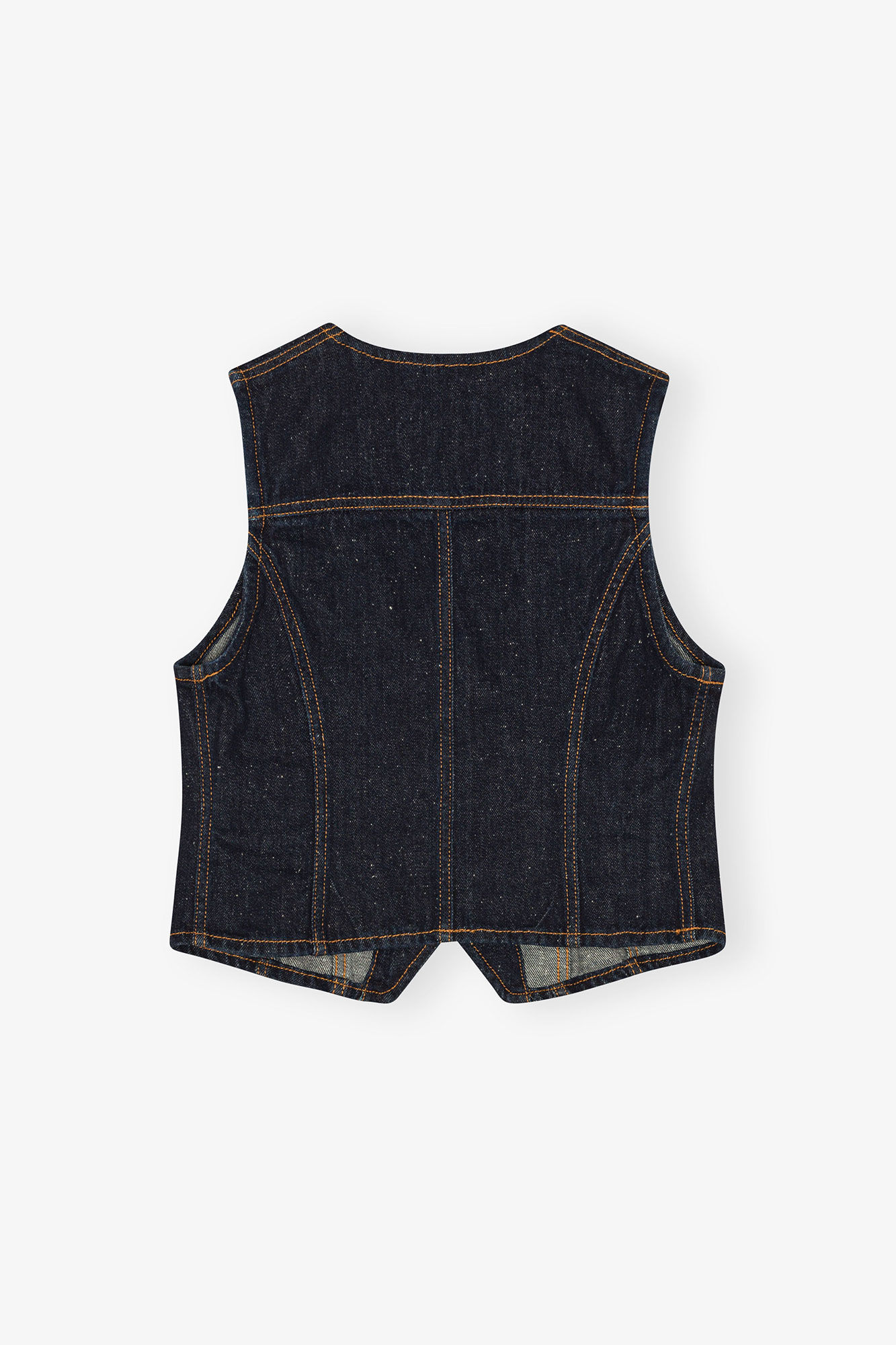 Neppy Denim Vest, Cotton, in colour Dark Blue Stone - 2 - GANNI