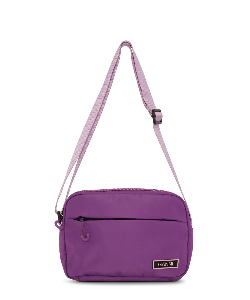 Purple Tech Festival Bag, Recycled Polyester, in colour Purple Wine - 1 - GANNI