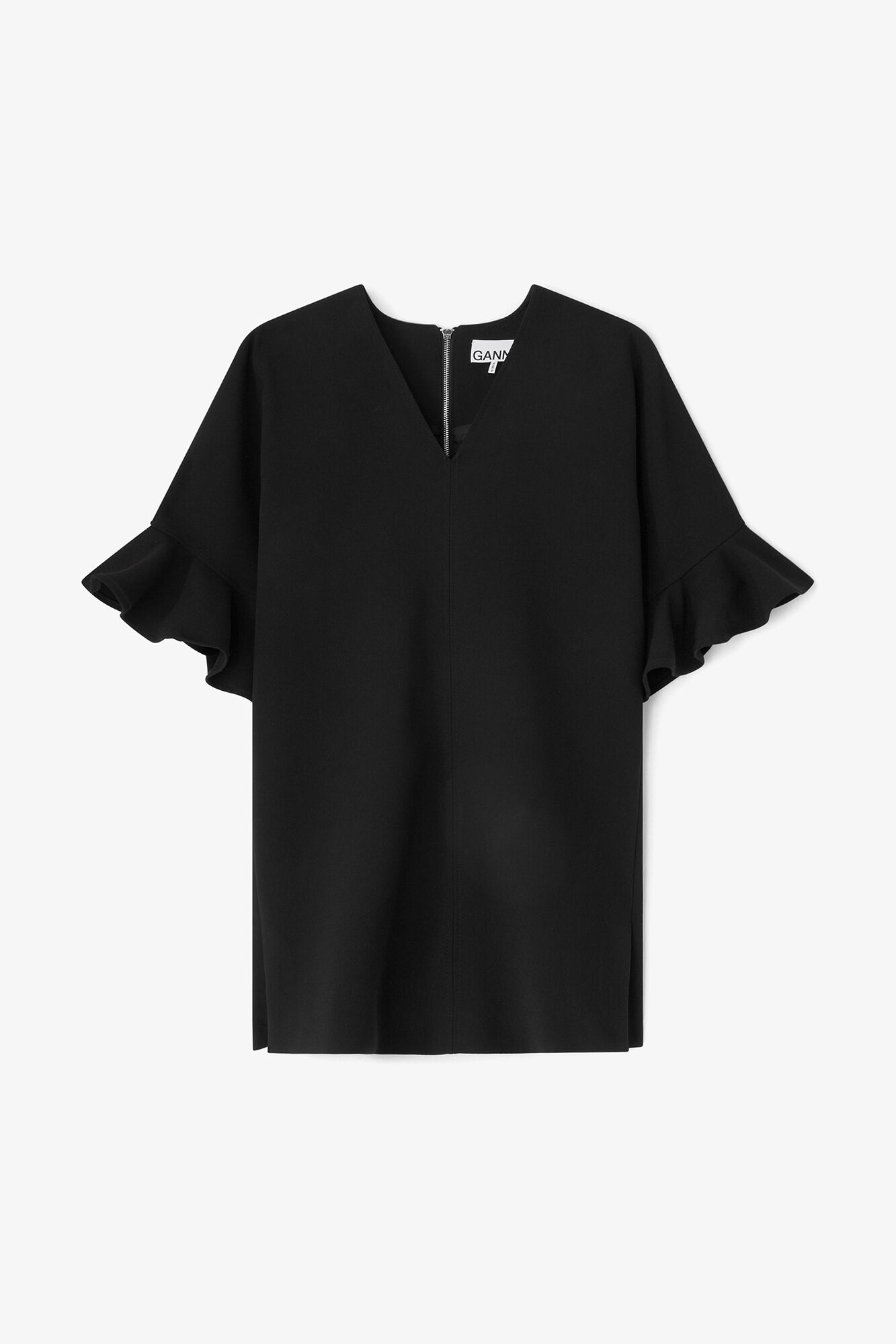 Schwarzes Mini-R&uuml;schenkleid, Recycled Polyester, in colour Black - 1 - GANNI