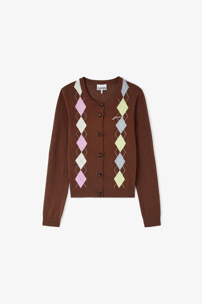 Cardigan in Argyle, Tiramisu