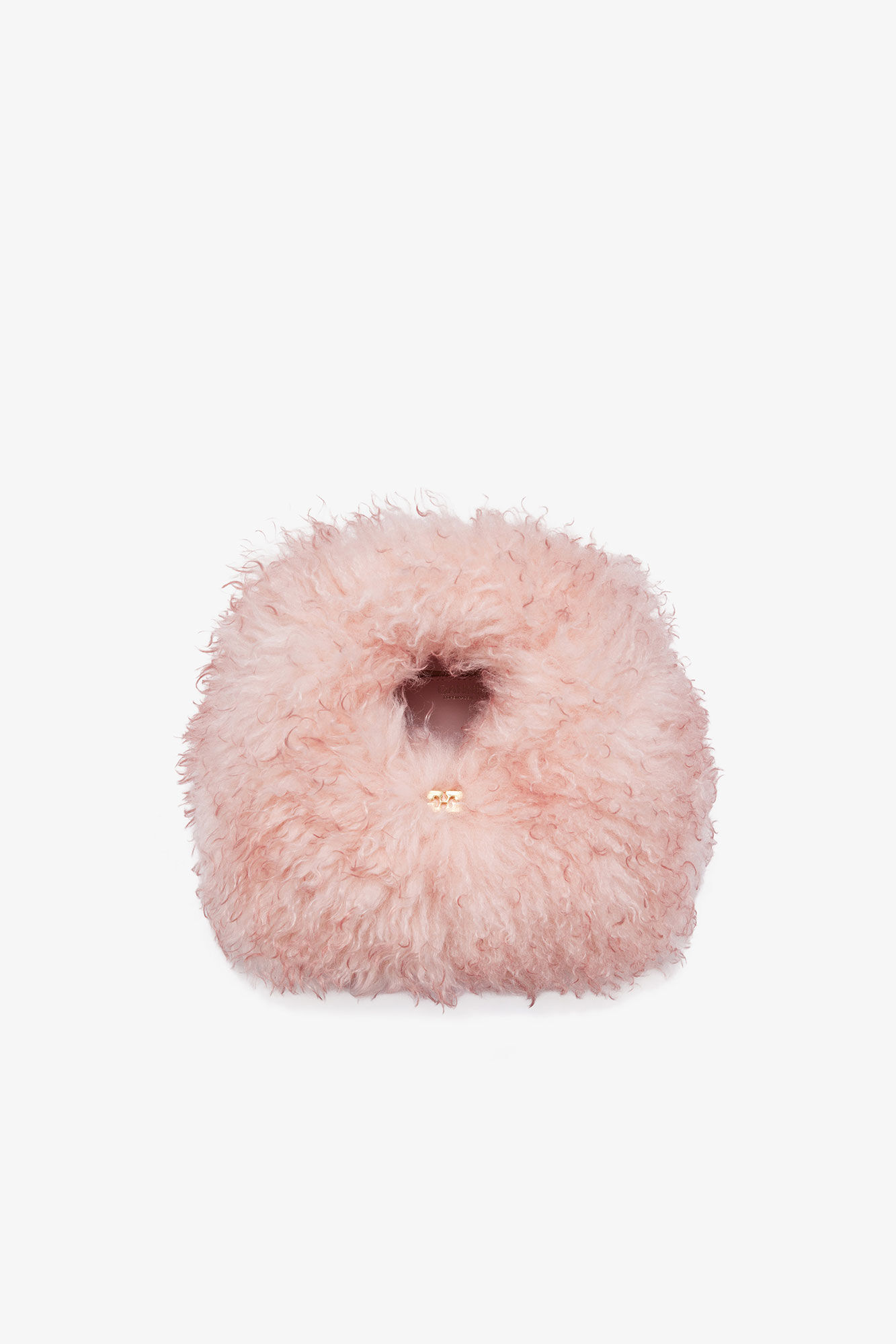Pink Fur Mini Hobo Bag, Recycled Polyester, in colour Mary's Rose - 3 - GANNI